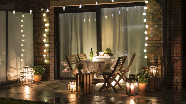 well-lit residential patio dining area
