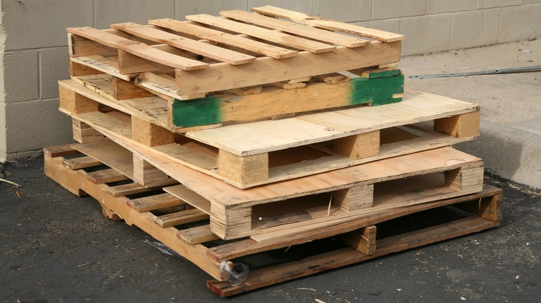stacked wood pallets