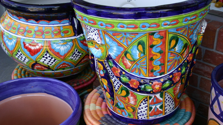 Talavera pottery planters
