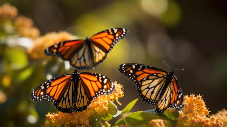 Monarch butterflies feeding on flowers