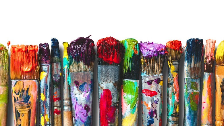 Dirty paint brushes