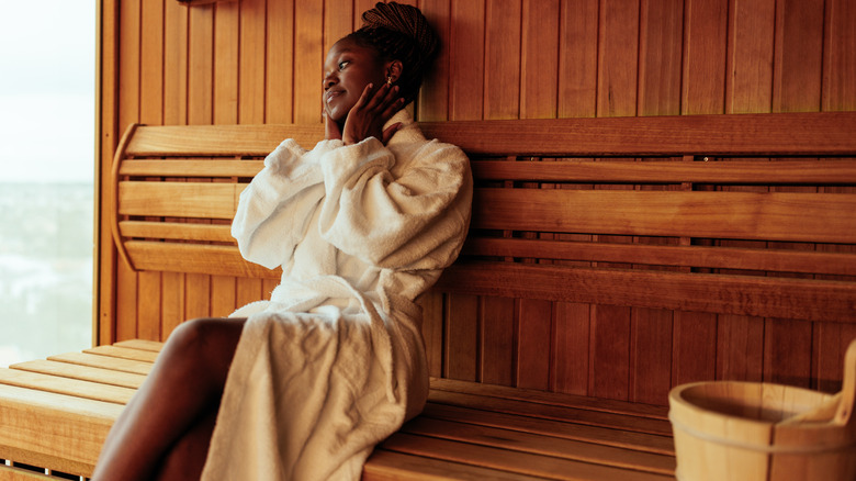 woman in sauna at spa