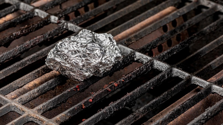 ball of foil on grill